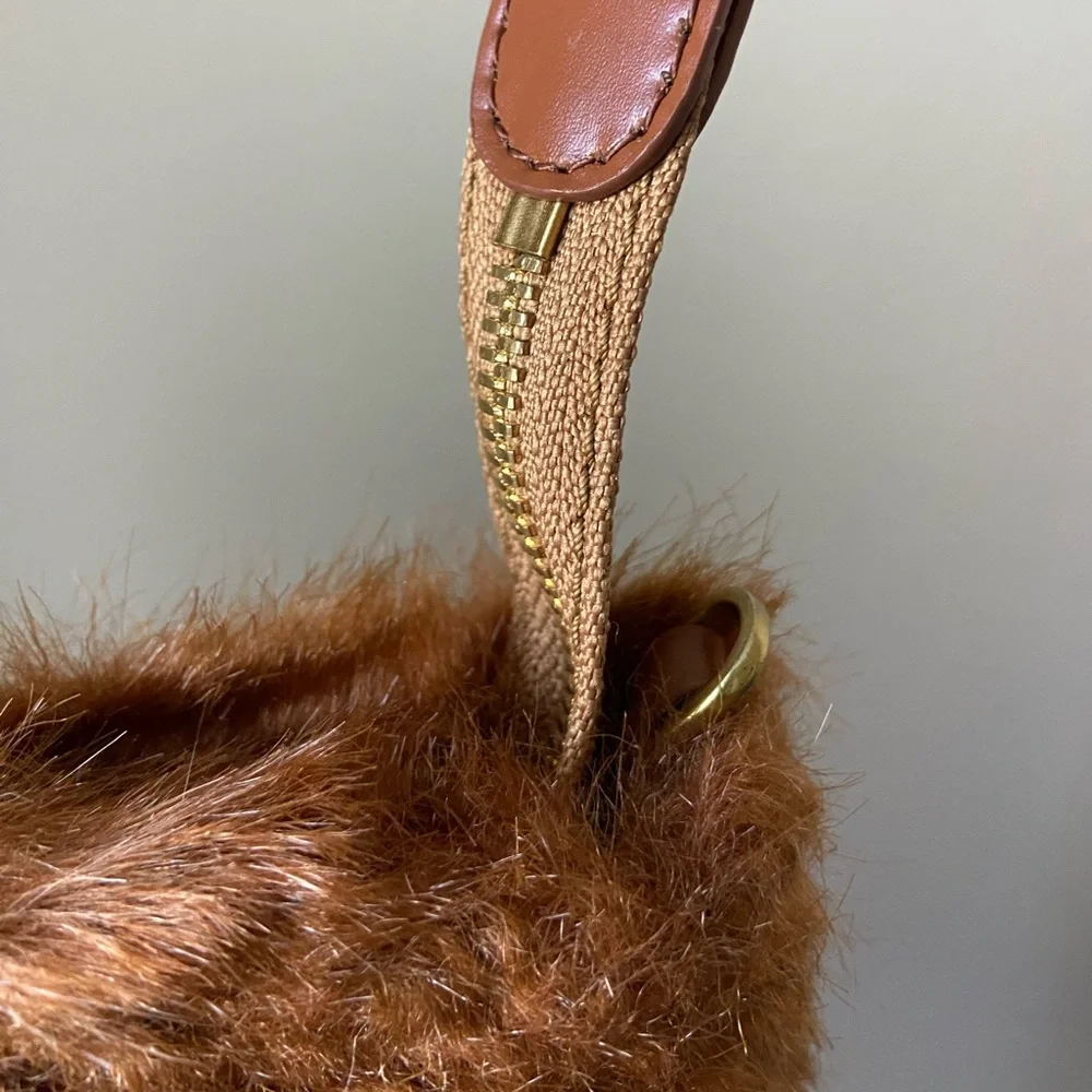 Staud faux fur xl clutch, new